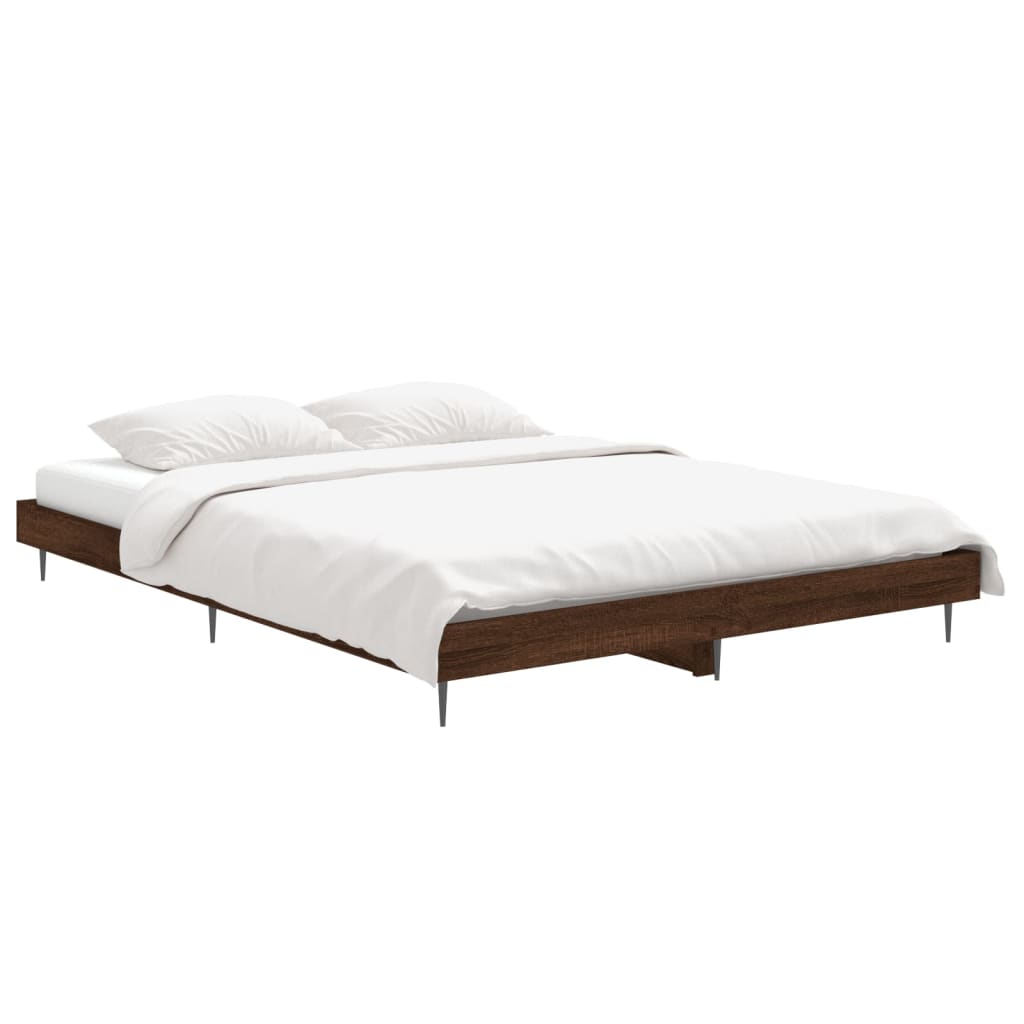 Bedframe zonder matras bewerkt hout bruin eikenkleur 140x190 cm is nu te koop bij PeponiXL, paradijselijk wonen!