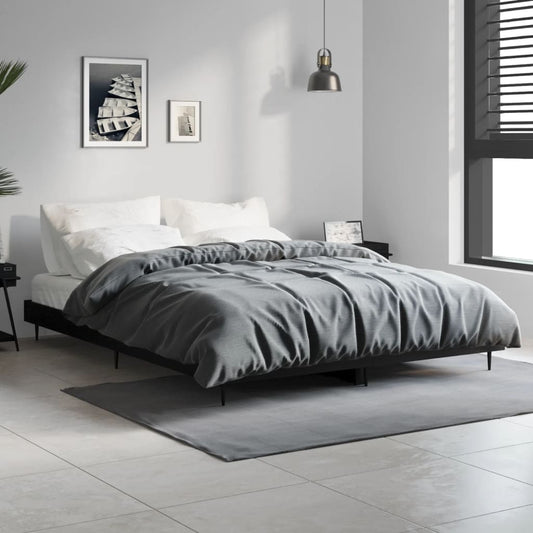 Bedframe bewerkt hout zwart 135x190 cm is nu te koop bij PeponiXL, paradijselijk wonen!