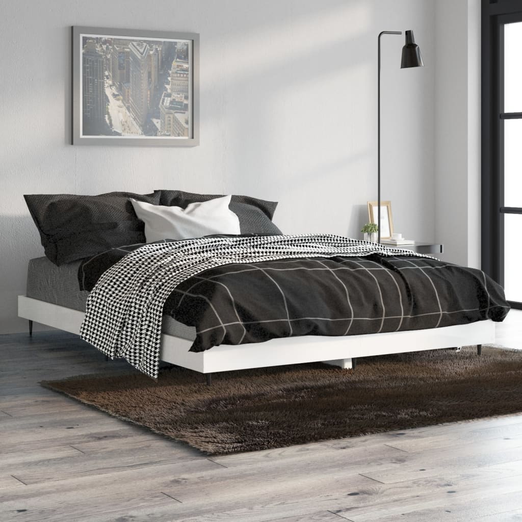 Bedframe bewerkt hout hoogglans wit 135x190 cm is nu te koop bij PeponiXL, paradijselijk wonen!