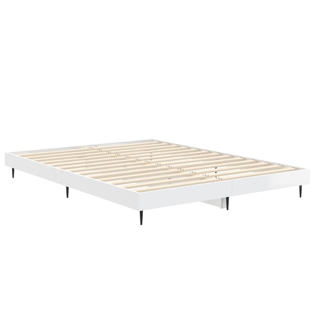 Bedframe bewerkt hout hoogglans wit 135x190 cm is nu te koop bij PeponiXL, paradijselijk wonen!