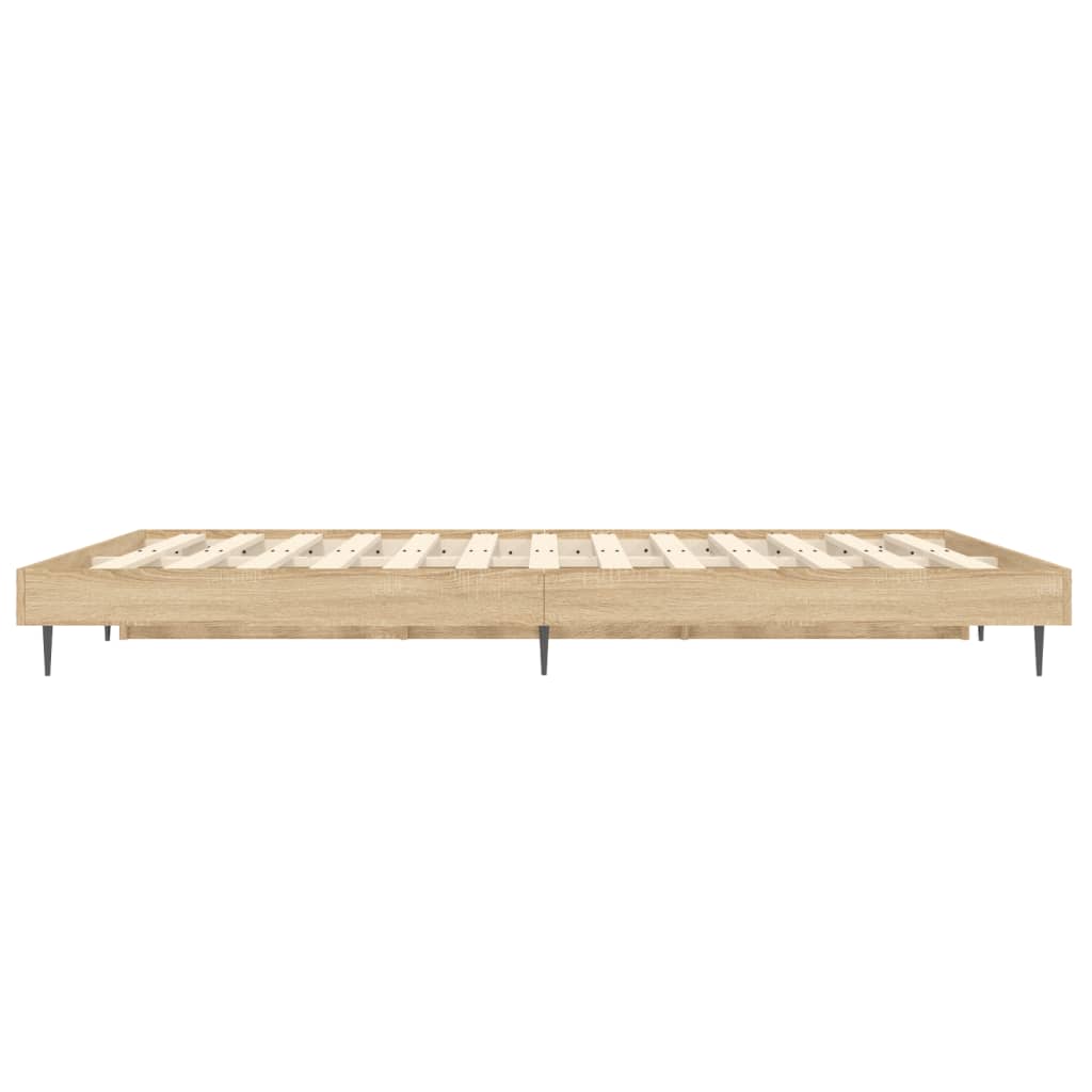 Bedframe bewerkt hout sonoma eikenkleurig 135x190 cm is nu te koop bij PeponiXL, paradijselijk wonen!