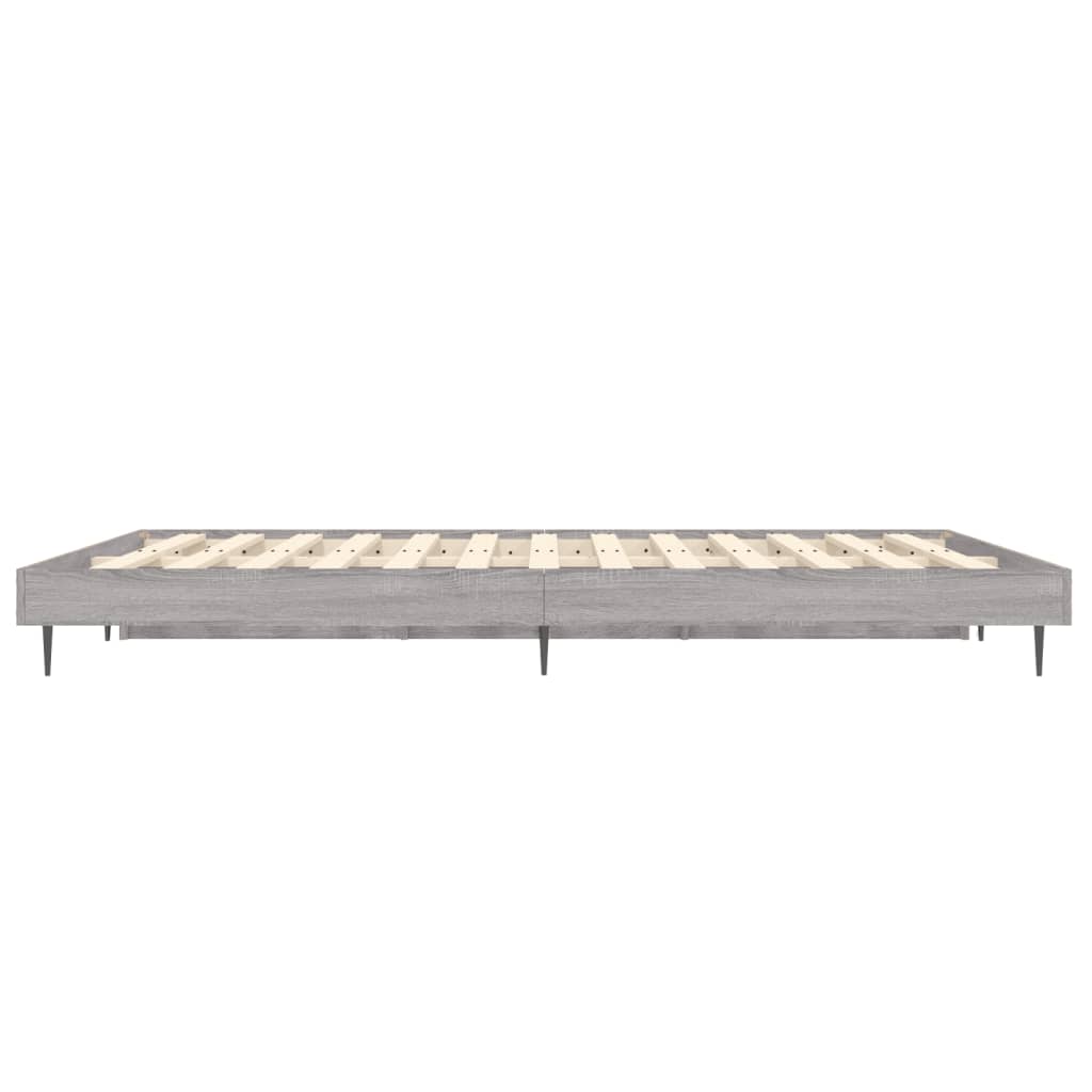 Bedframe bewerkt hout grijs sonoma eikenkleurig 135x190 cm is nu te koop bij PeponiXL, paradijselijk wonen!