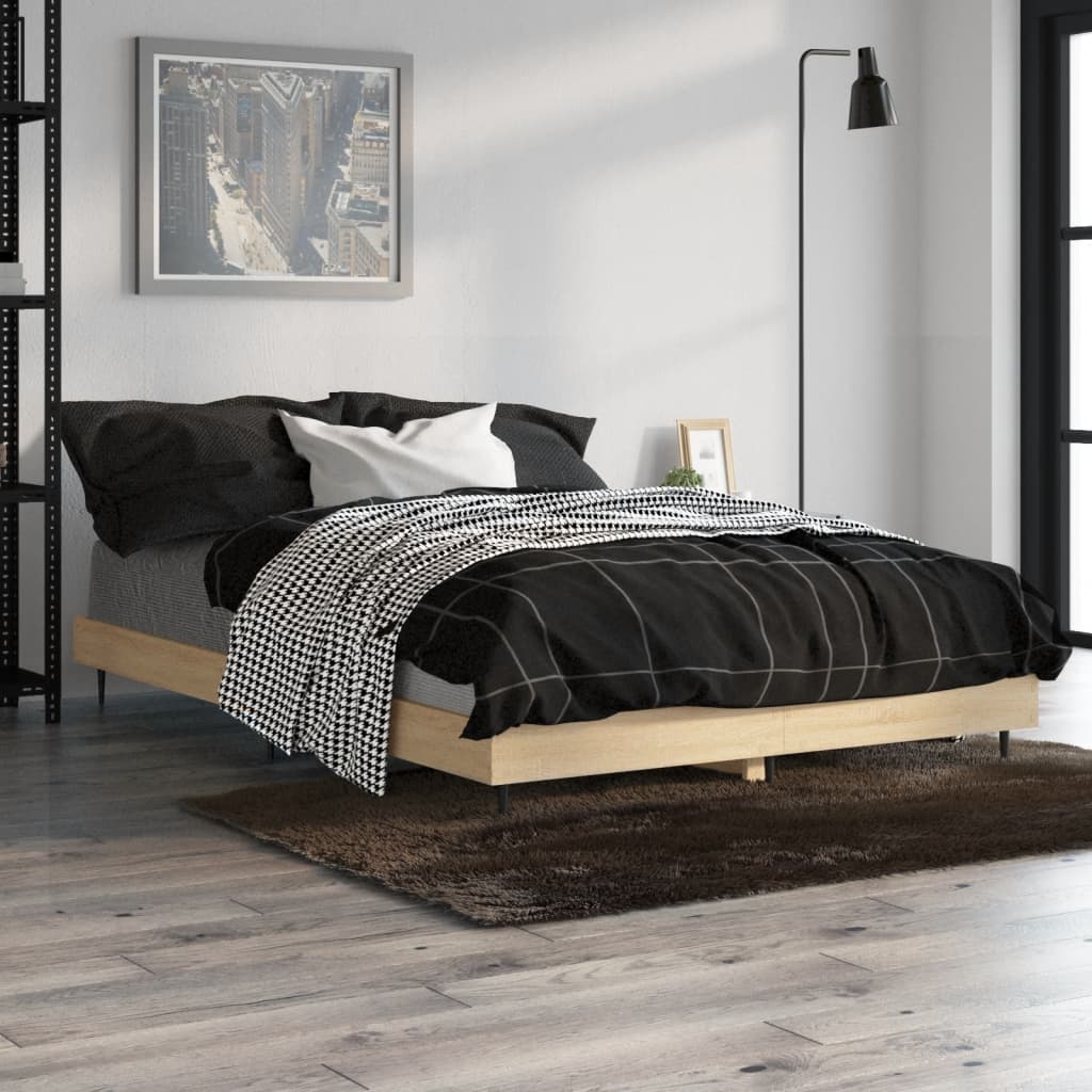 Bedframe zonder matras hout sonoma eikenkleurig 120x190 cm is nu te koop bij PeponiXL, paradijselijk wonen!