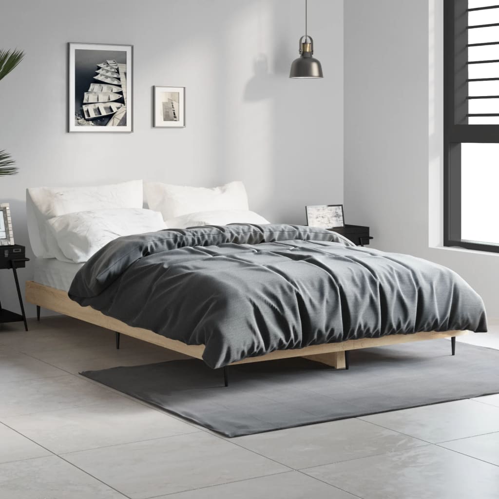 Bedframe zonder matras hout sonoma eikenkleurig 120x190 cm is nu te koop bij PeponiXL, paradijselijk wonen!