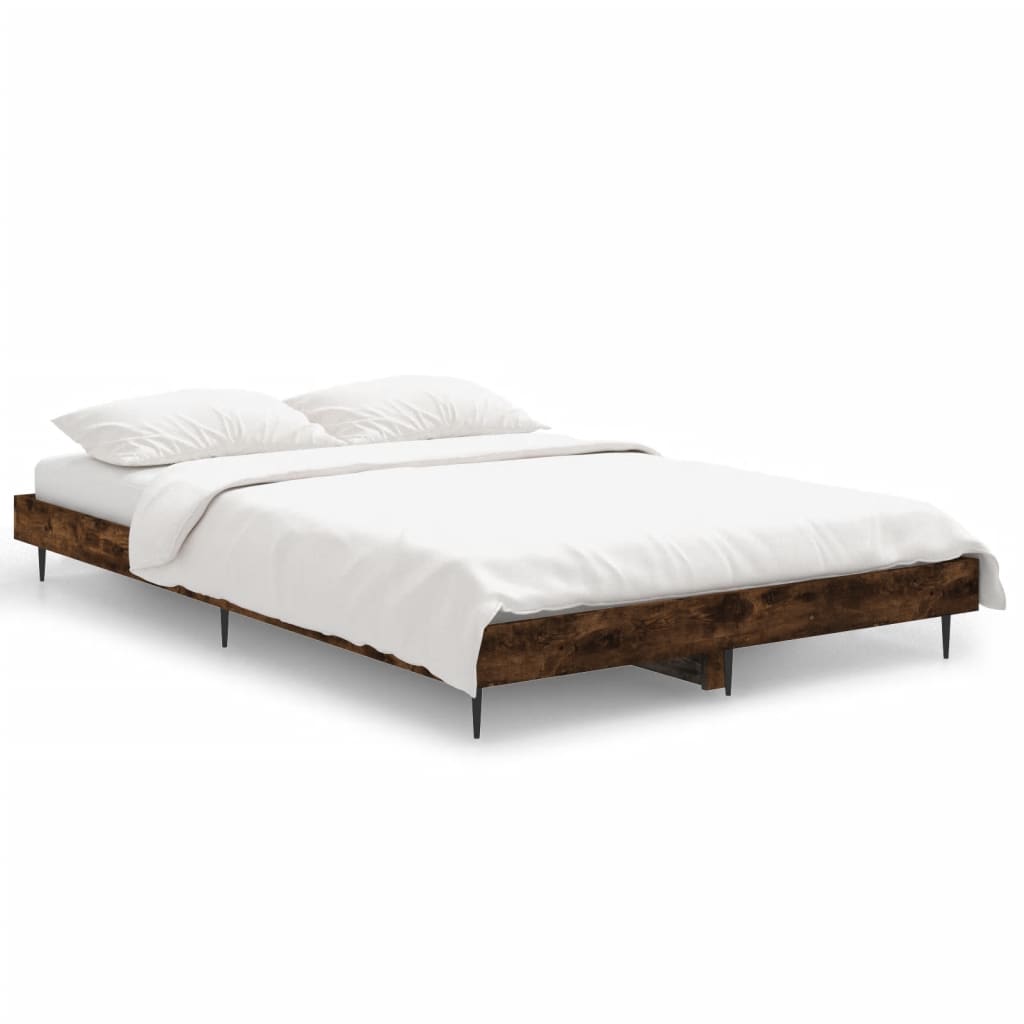 Bedframe zonder matras hout gerookt eikenkleurig 120x190 cm is nu te koop bij PeponiXL, paradijselijk wonen!