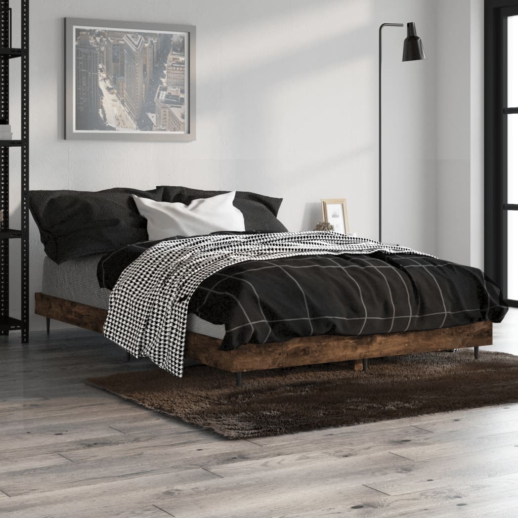 Bedframe zonder matras hout gerookt eikenkleurig 120x190 cm is nu te koop bij PeponiXL, paradijselijk wonen!