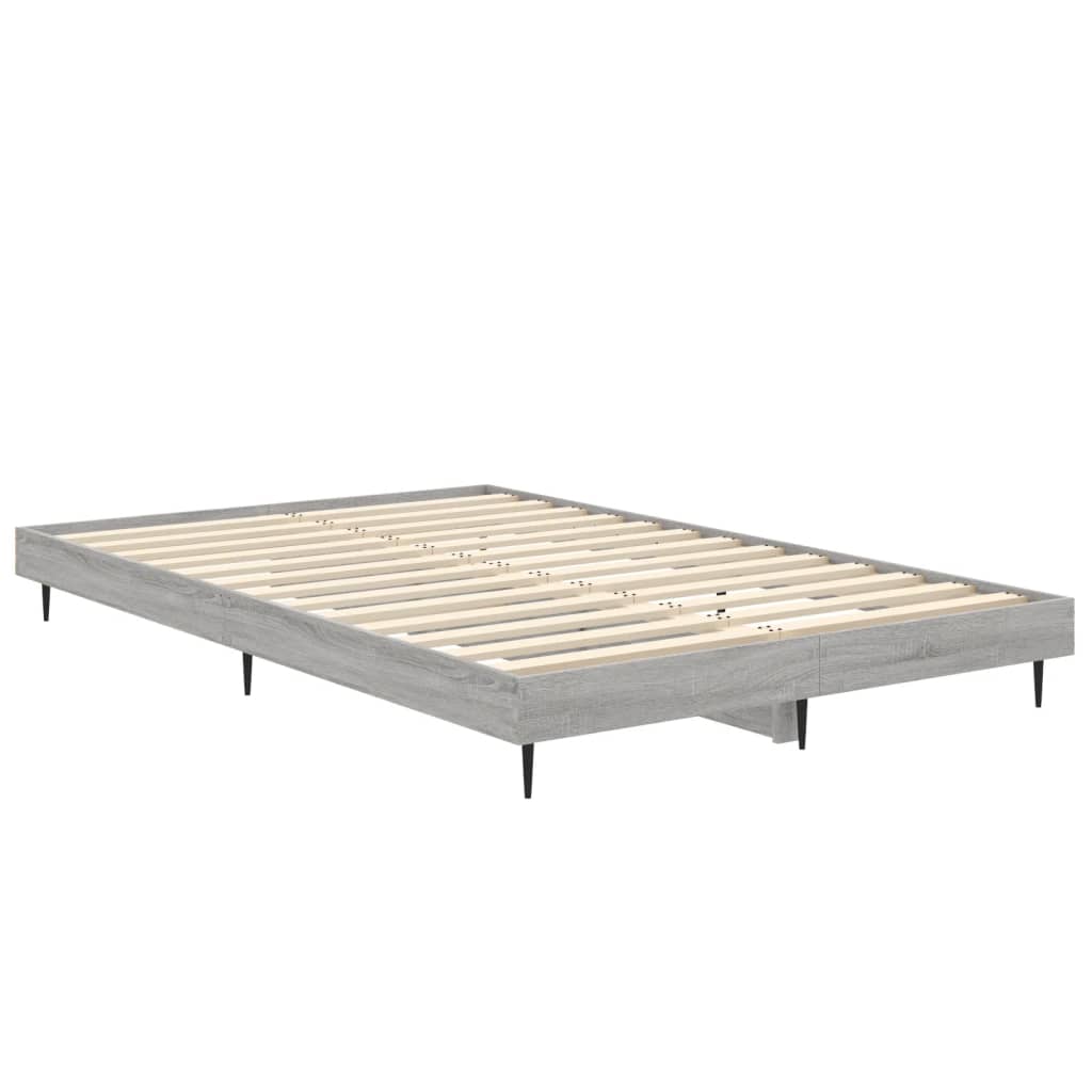 Bedframe bewerkt hout grijs sonoma eikenkleurig 120x190 cm is nu te koop bij PeponiXL, paradijselijk wonen!