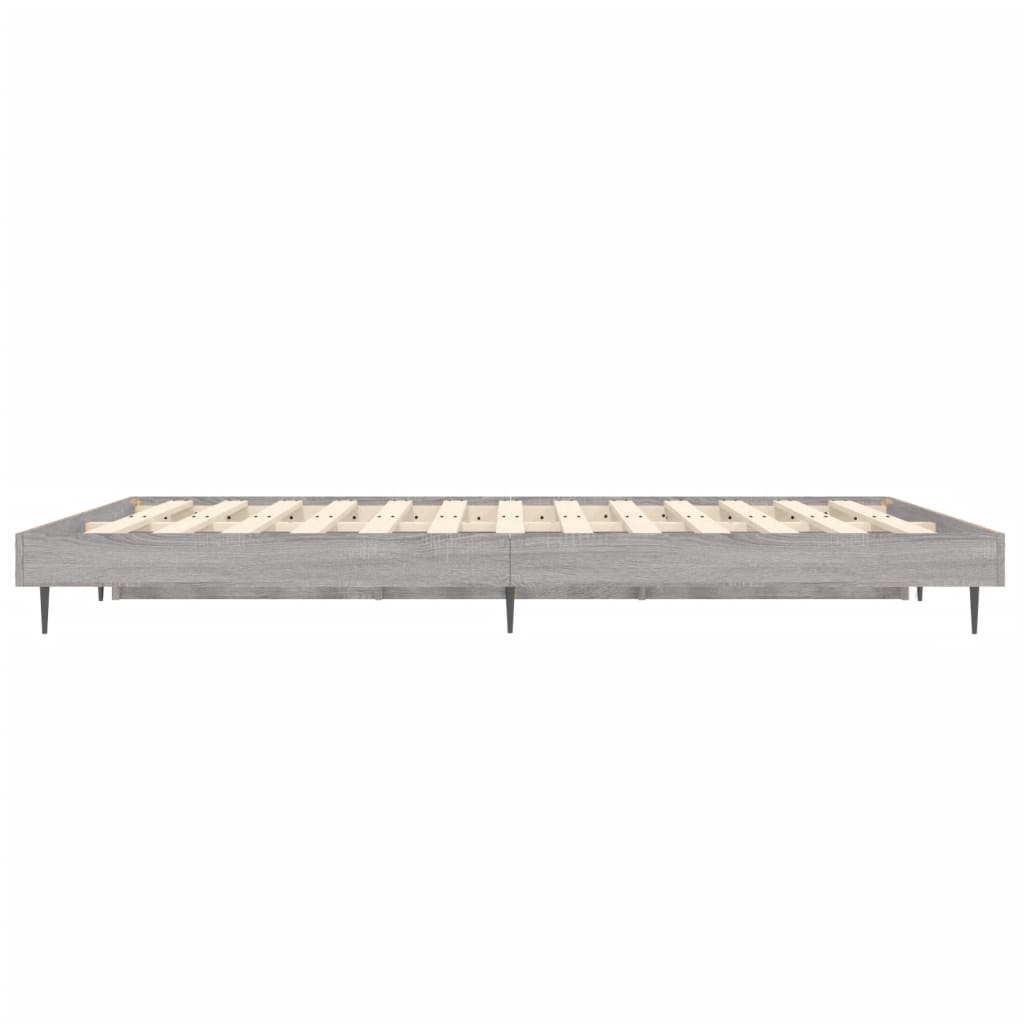 Bedframe bewerkt hout grijs sonoma eikenkleurig 120x190 cm is nu te koop bij PeponiXL, paradijselijk wonen!