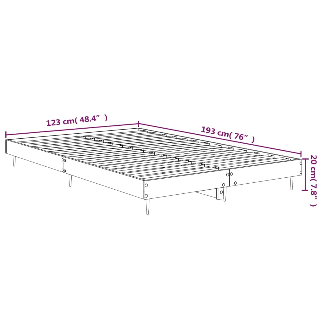 Bedframe bewerkt hout grijs sonoma eikenkleurig 120x190 cm is nu te koop bij PeponiXL, paradijselijk wonen!