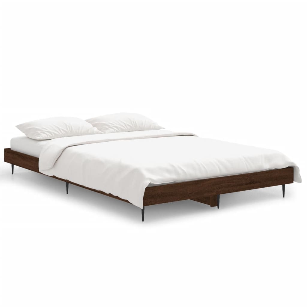 Bedframe zonder matras bewerkt hout bruin eikenkleur 120x190 cm is nu te koop bij PeponiXL, paradijselijk wonen!