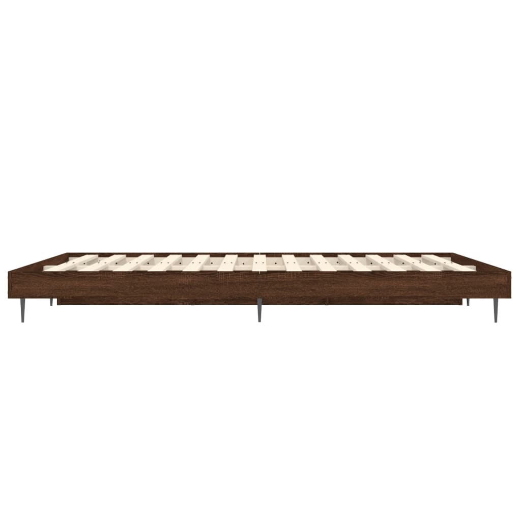 Bedframe zonder matras bewerkt hout bruin eikenkleur 120x190 cm is nu te koop bij PeponiXL, paradijselijk wonen!