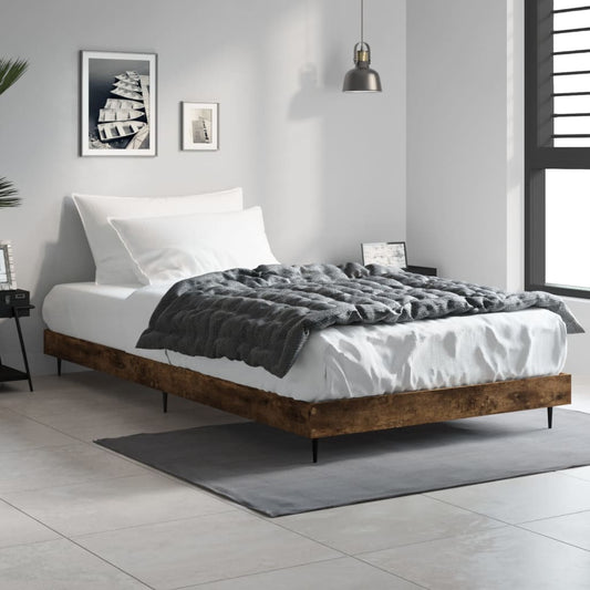 Bedframe zonder matras hout gerookt eikenkleurig 90x190 cm is nu te koop bij PeponiXL, paradijselijk wonen!