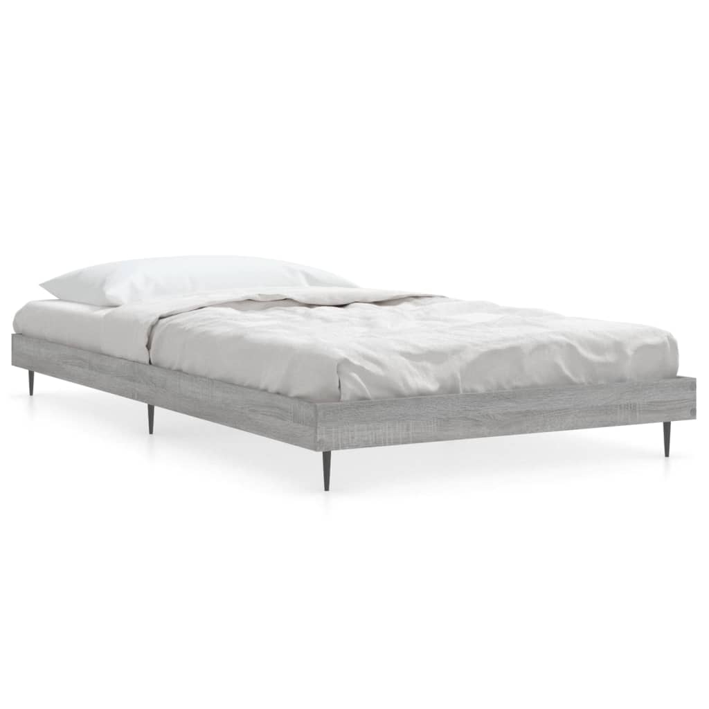 Bedframe bewerkt hout grijs sonoma eikenkleurig 90x190 cm is nu te koop bij PeponiXL, paradijselijk wonen!