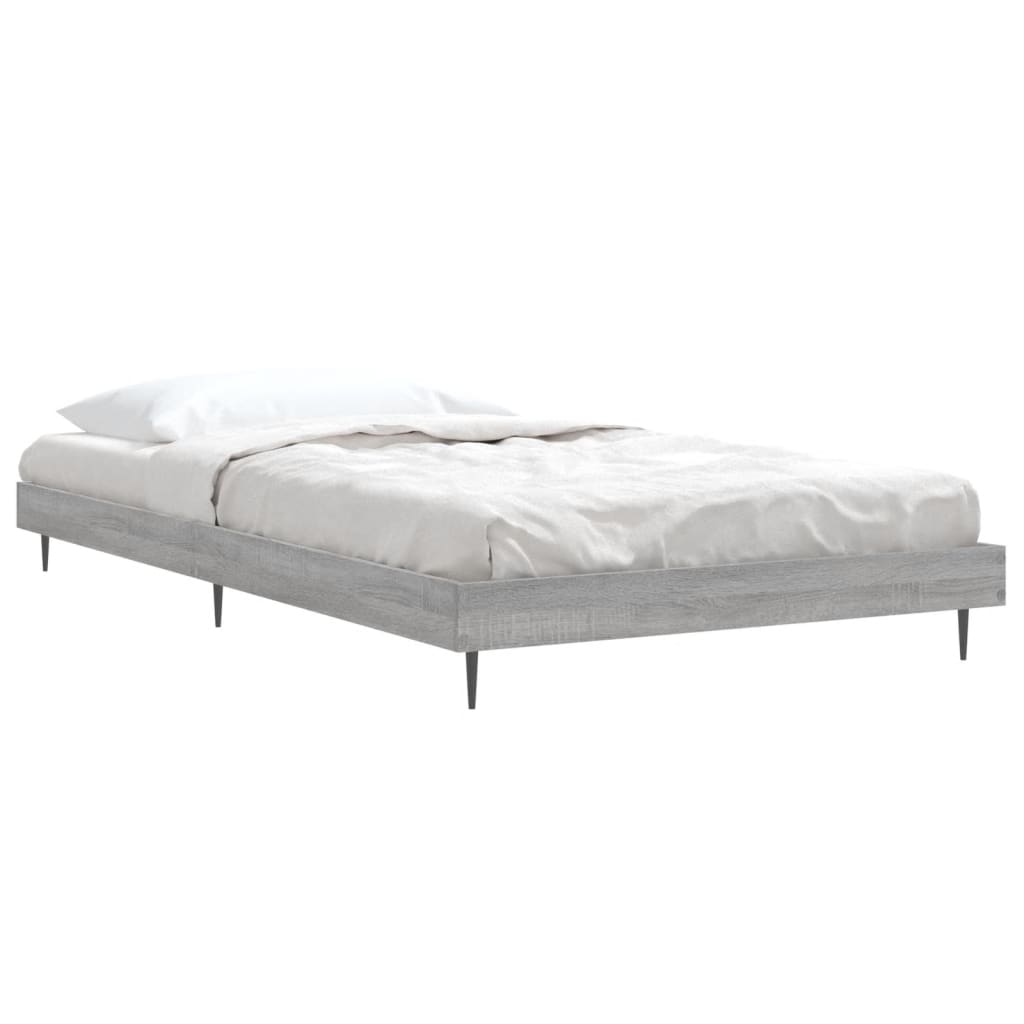 Bedframe bewerkt hout grijs sonoma eikenkleurig 90x190 cm is nu te koop bij PeponiXL, paradijselijk wonen!