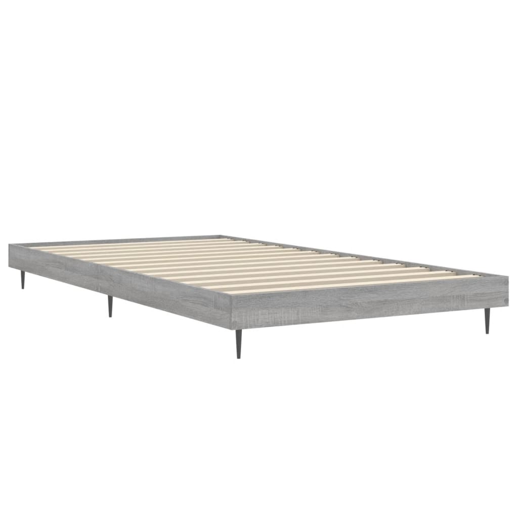 Bedframe bewerkt hout grijs sonoma eikenkleurig 90x190 cm is nu te koop bij PeponiXL, paradijselijk wonen!