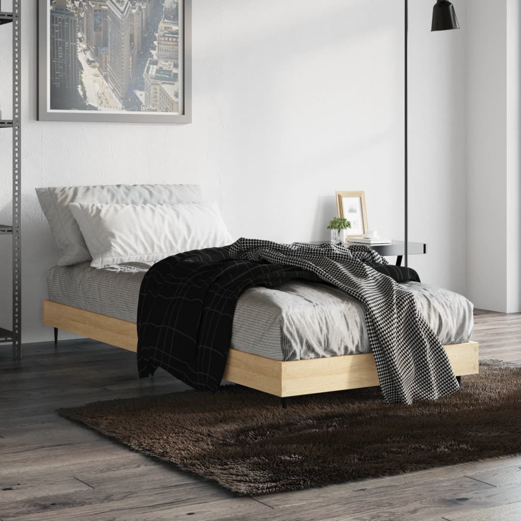 Bedframe zonder matras hout sonoma eikenkleurig 75x190 cm is nu te koop bij PeponiXL, paradijselijk wonen!