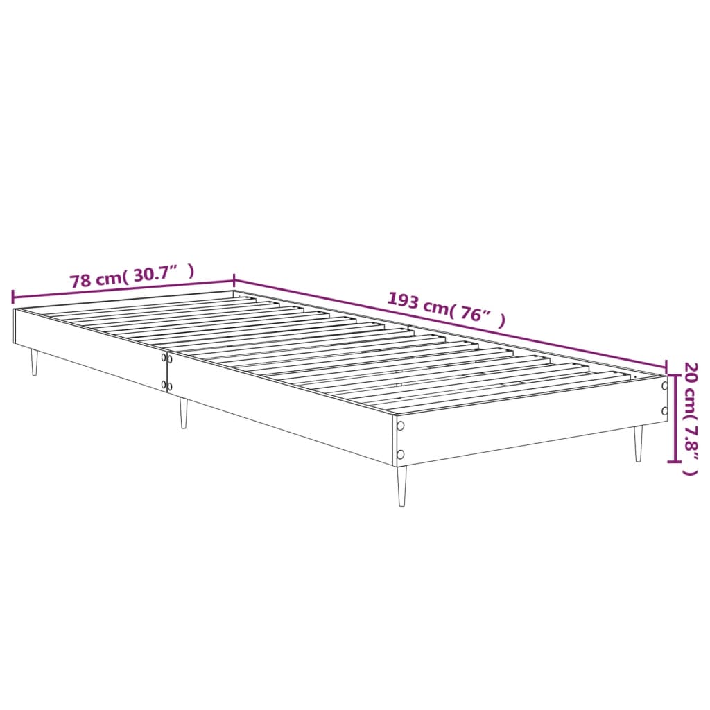 Bedframe zonder matras hout sonoma eikenkleurig 75x190 cm is nu te koop bij PeponiXL, paradijselijk wonen!