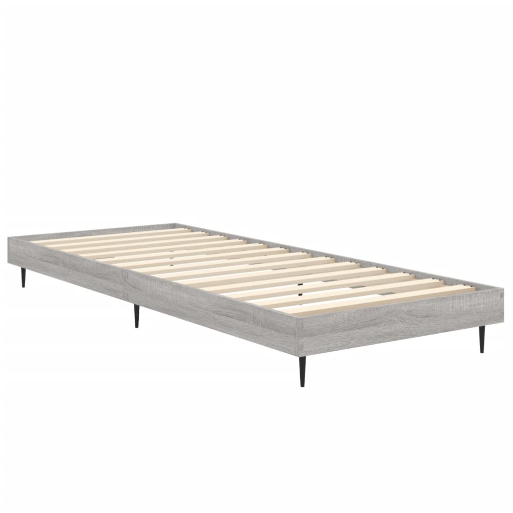 Bedframe bewerkt hout grijs sonoma eikenkleurig 75x190 cm is nu te koop bij PeponiXL, paradijselijk wonen!