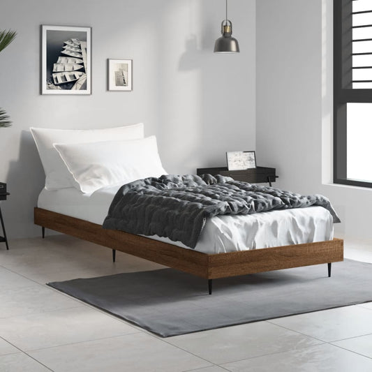 Bedframe zonder matras bewerkt hout bruin eikenkleur 75x190 cm is nu te koop bij PeponiXL, paradijselijk wonen!