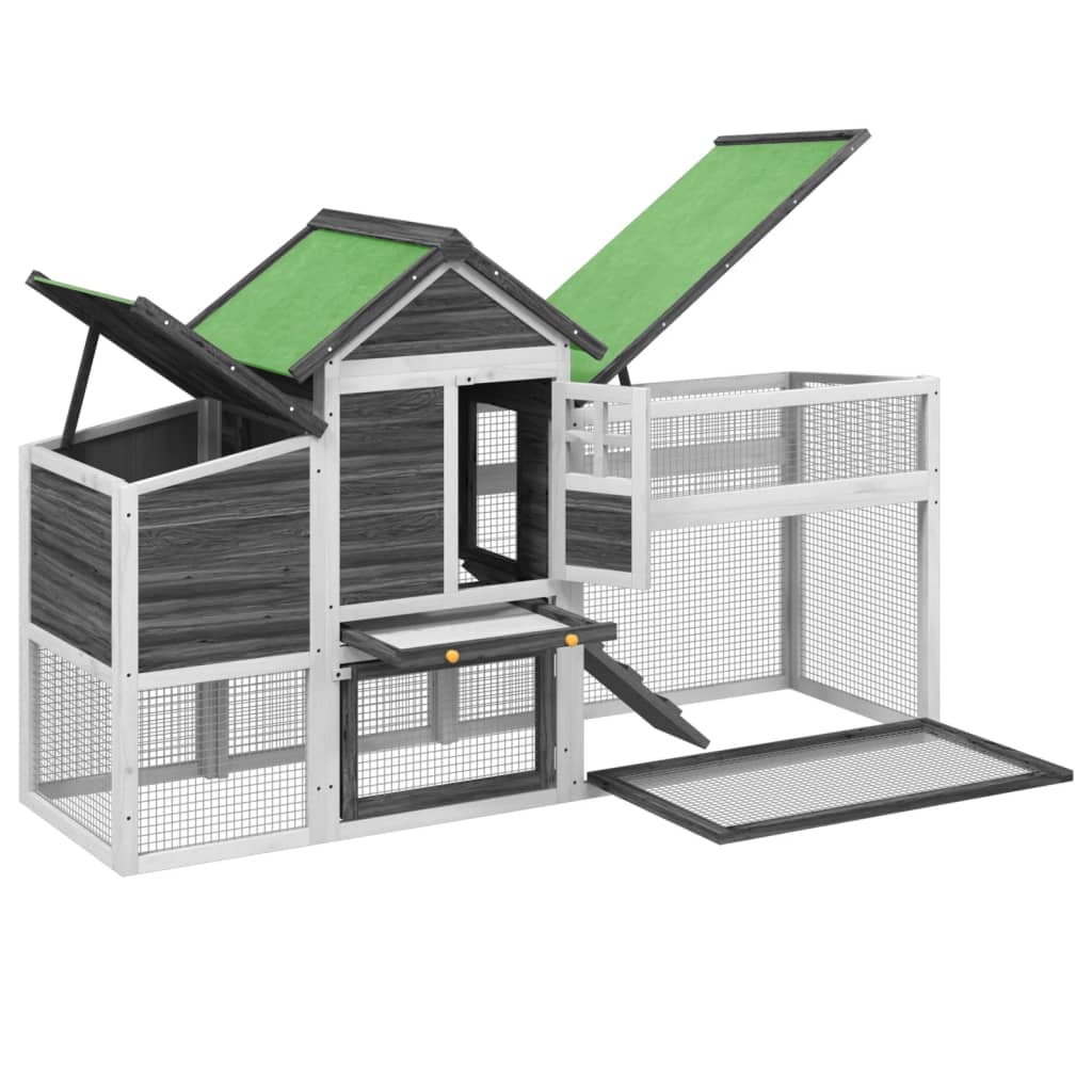 Kippenhok 186,5x58,5x113 cm massief grenenhout grijs is nu te koop bij PeponiXL, paradijselijk wonen!