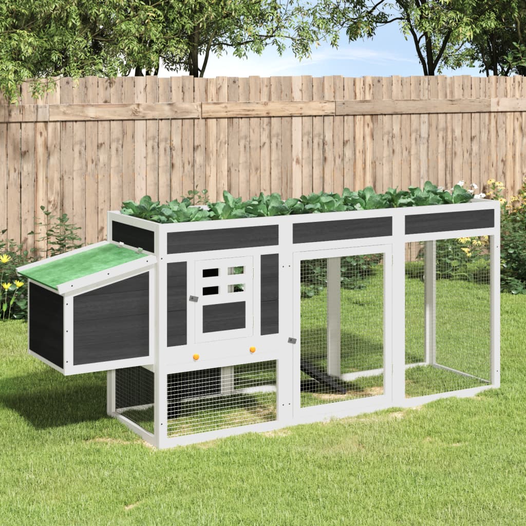 Kippenhok 204x50x84 cm massief grenenhout grijs is nu te koop bij PeponiXL, paradijselijk wonen!