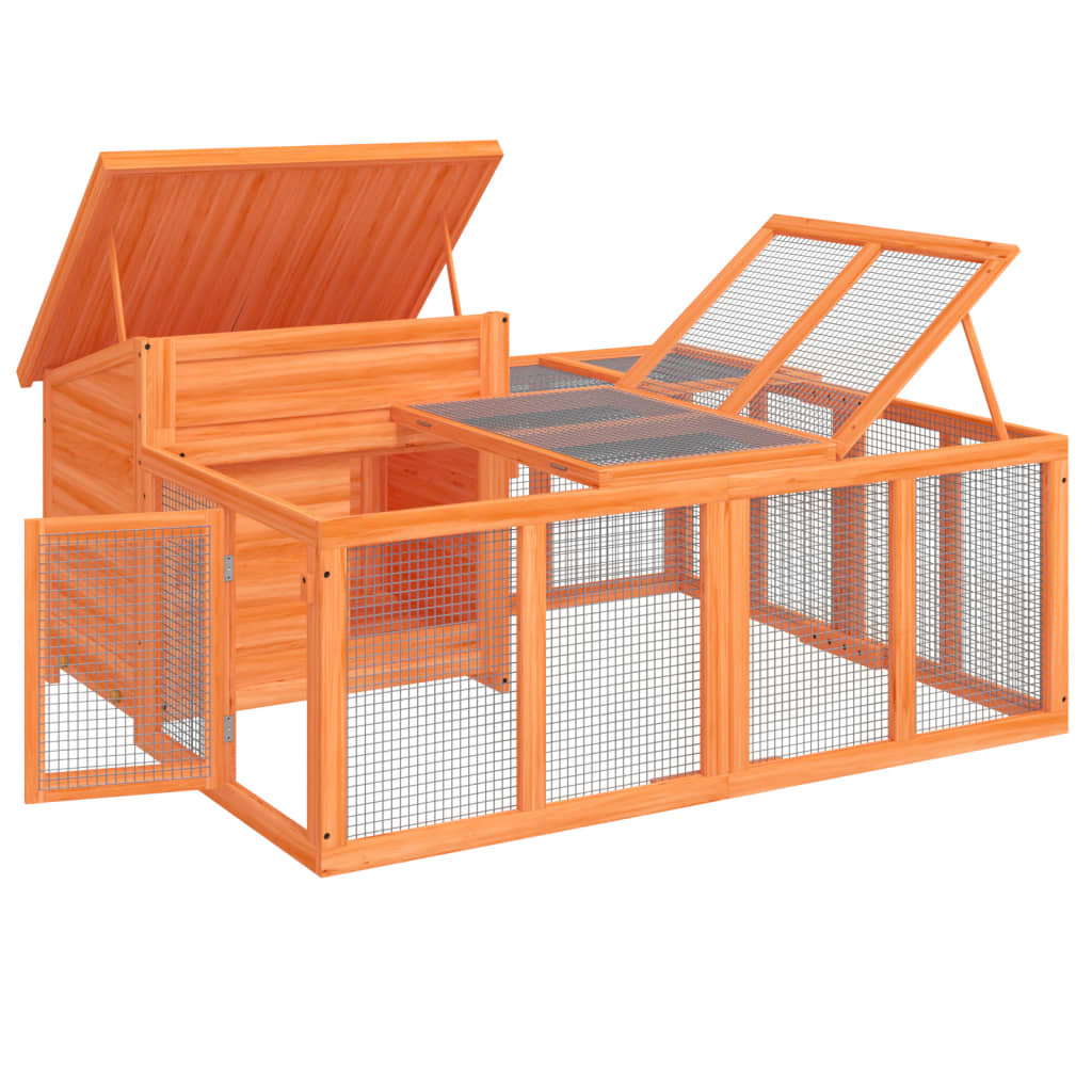 Konijnenhok 144x123x67,5 cm massief grenenhout bruin is nu te koop bij PeponiXL, paradijselijk wonen!