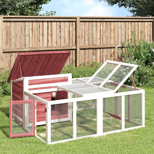 Konijnenhok 144x123x67,5 cm massief grenenhout mokkakleurig is nu te koop bij PeponiXL, paradijselijk wonen!