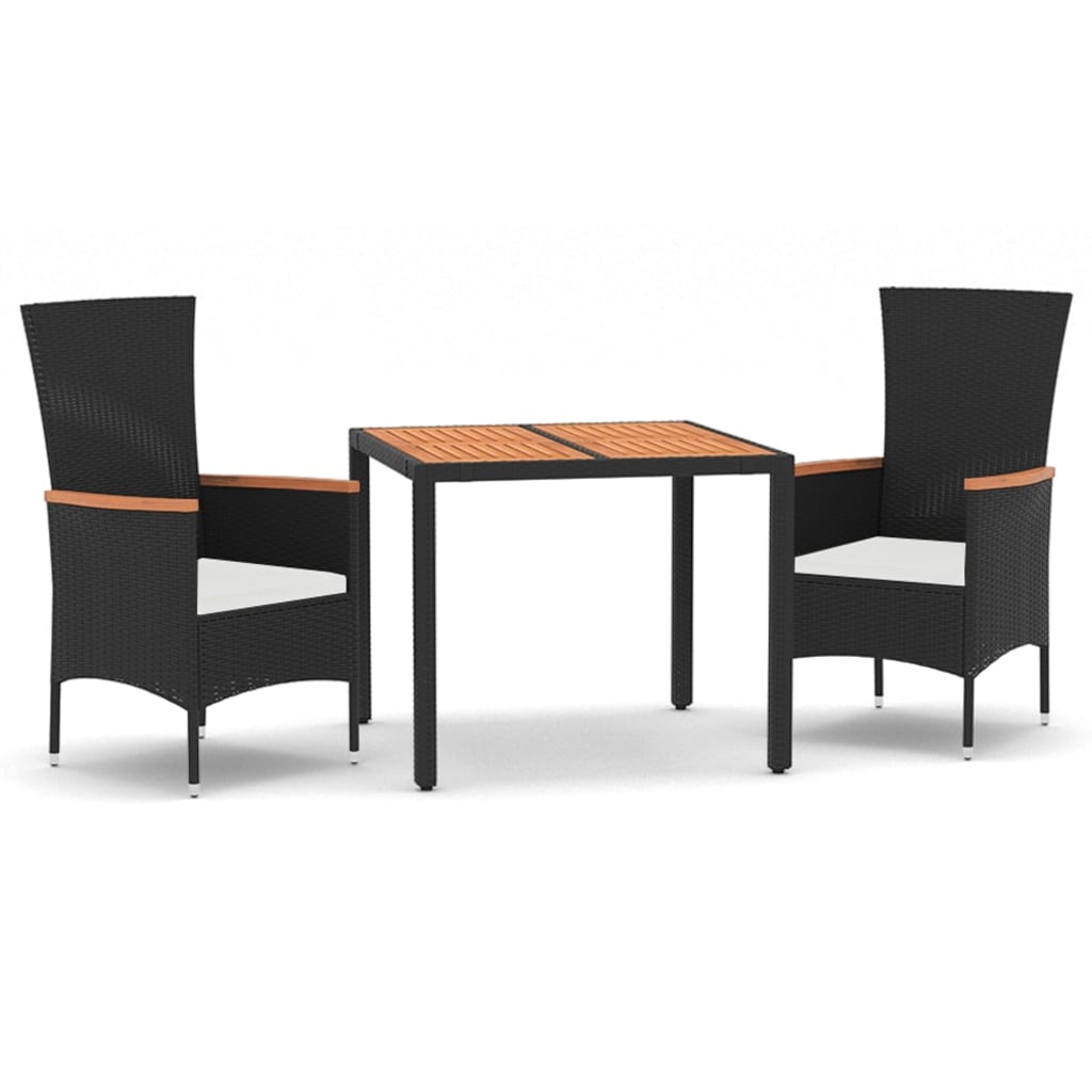 3-delige Tuinset met kussens poly rattan zwart is nu te koop bij PeponiXL, paradijselijk wonen!