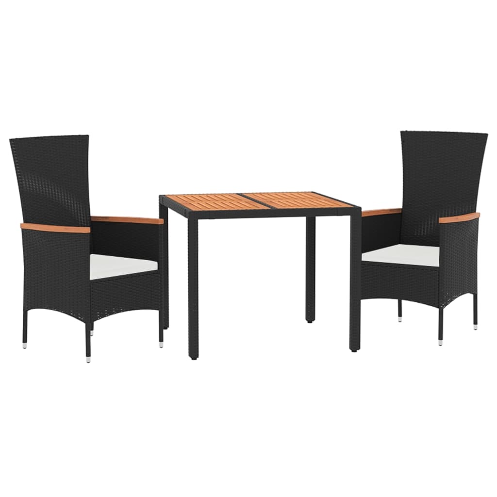 3-delige Tuinset met kussens poly rattan zwart is nu te koop bij PeponiXL, paradijselijk wonen!