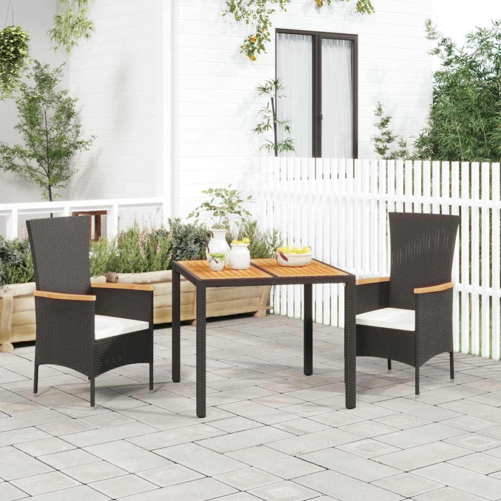 3-delige Tuinset met kussens poly rattan zwart is nu te koop bij PeponiXL, paradijselijk wonen!
