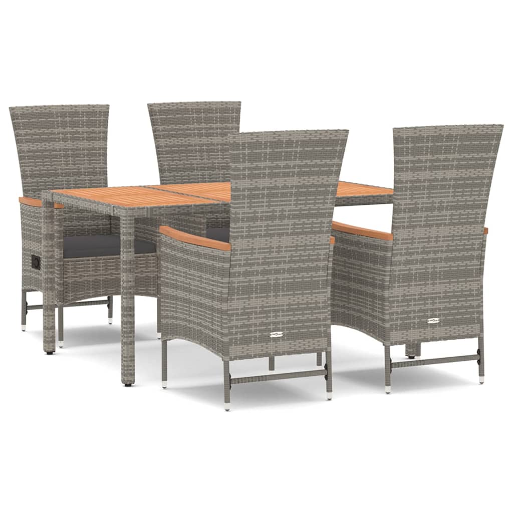 5-delige Tuinset met kussens poly rattan grijs is nu te koop bij PeponiXL, paradijselijk wonen!