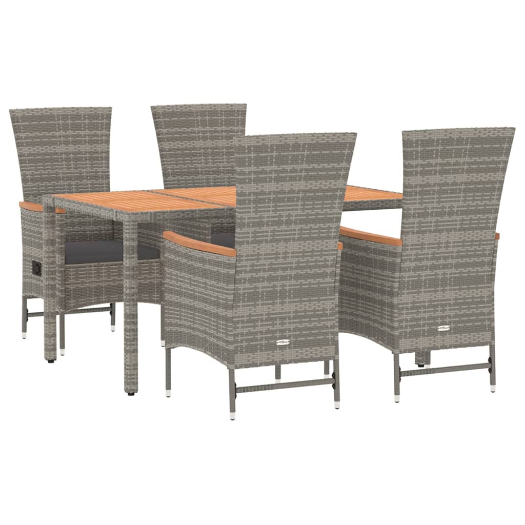 5-delige Tuinset met kussens poly rattan grijs is nu te koop bij PeponiXL, paradijselijk wonen!