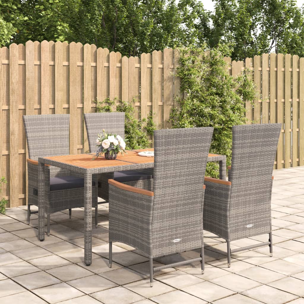 5-delige Tuinset met kussens poly rattan grijs is nu te koop bij PeponiXL, paradijselijk wonen!