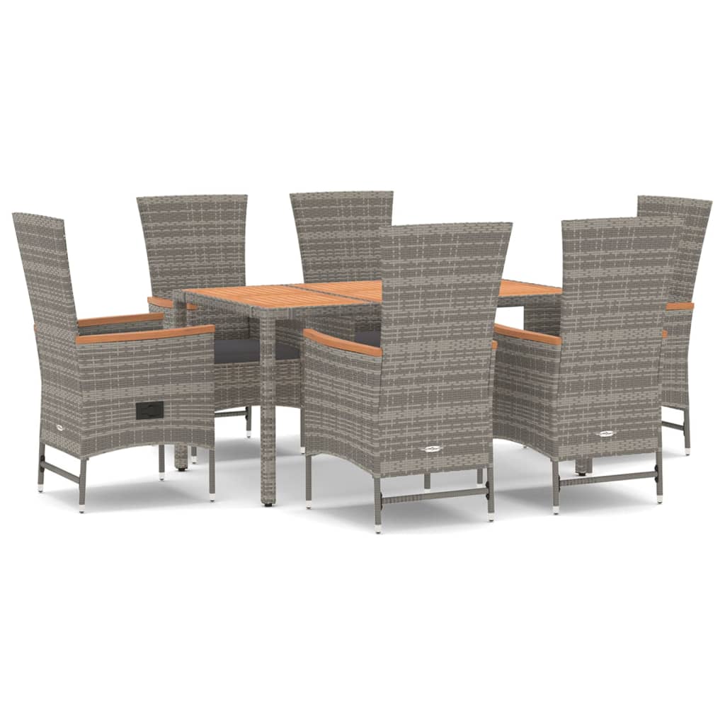 7-delige Tuinset met kussens poly rattan grijs is nu te koop bij PeponiXL, paradijselijk wonen!