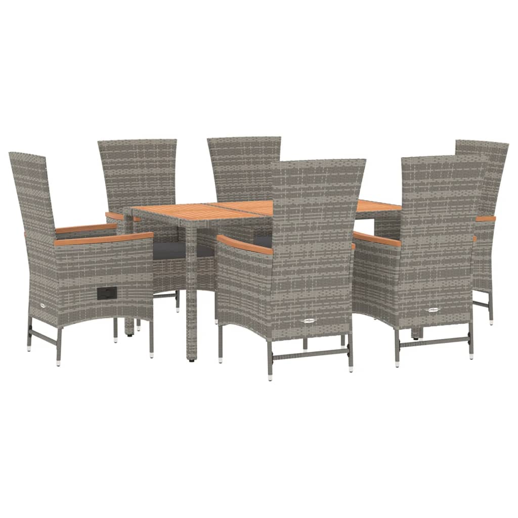 7-delige Tuinset met kussens poly rattan grijs is nu te koop bij PeponiXL, paradijselijk wonen!