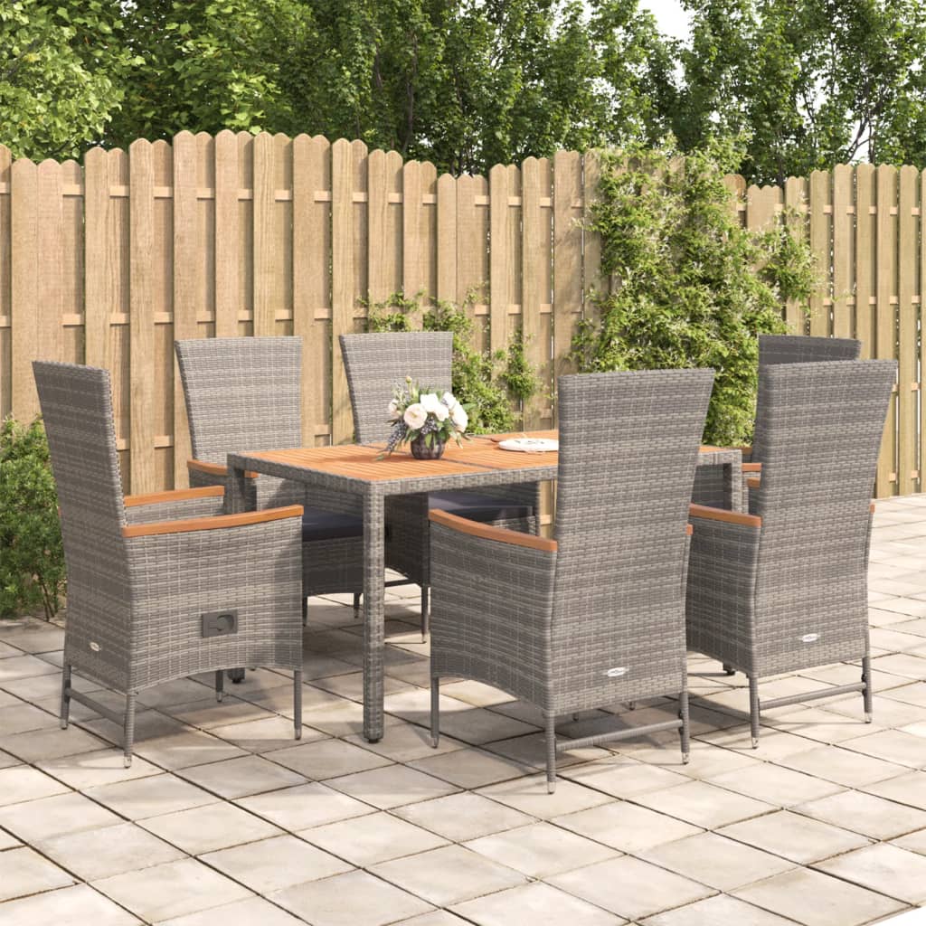 7-delige Tuinset met kussens poly rattan grijs is nu te koop bij PeponiXL, paradijselijk wonen!