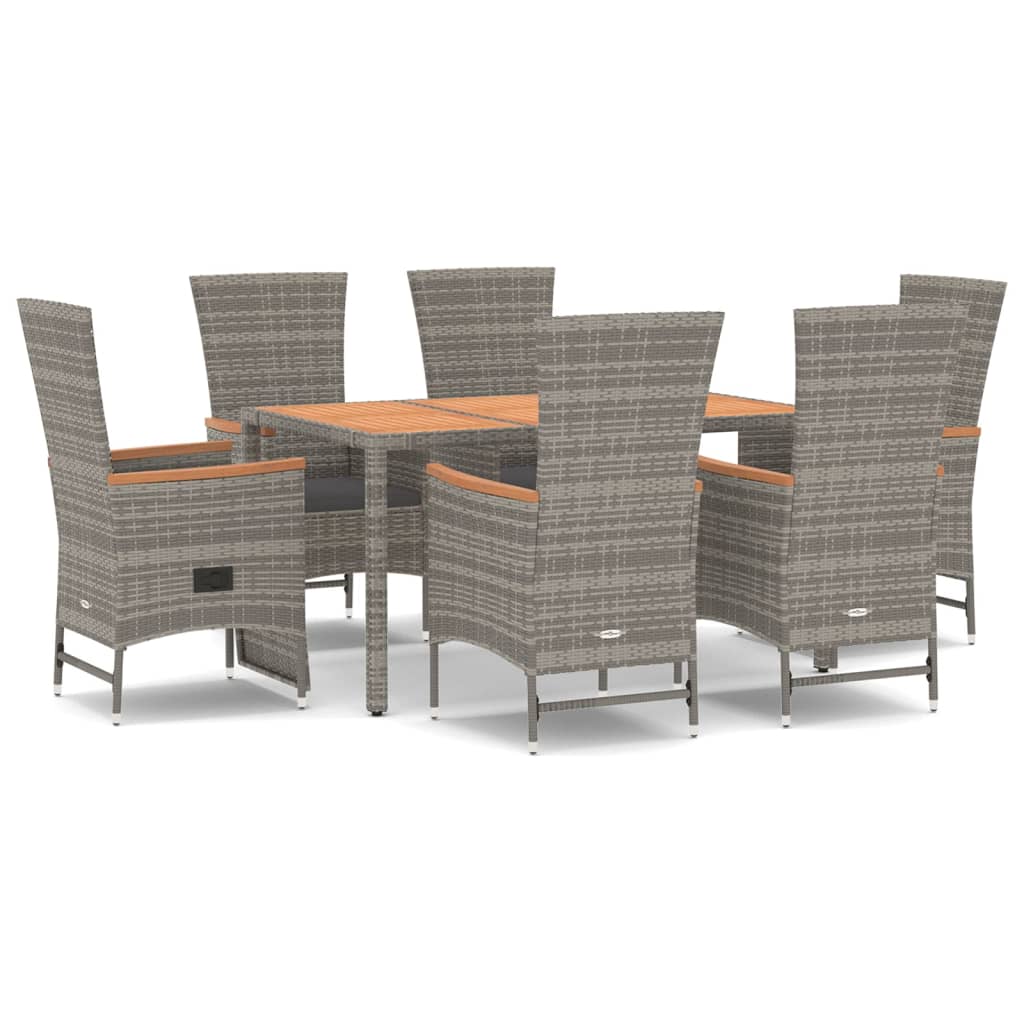 7-delige Tuinset met kussens poly rattan grijs is nu te koop bij PeponiXL, paradijselijk wonen!