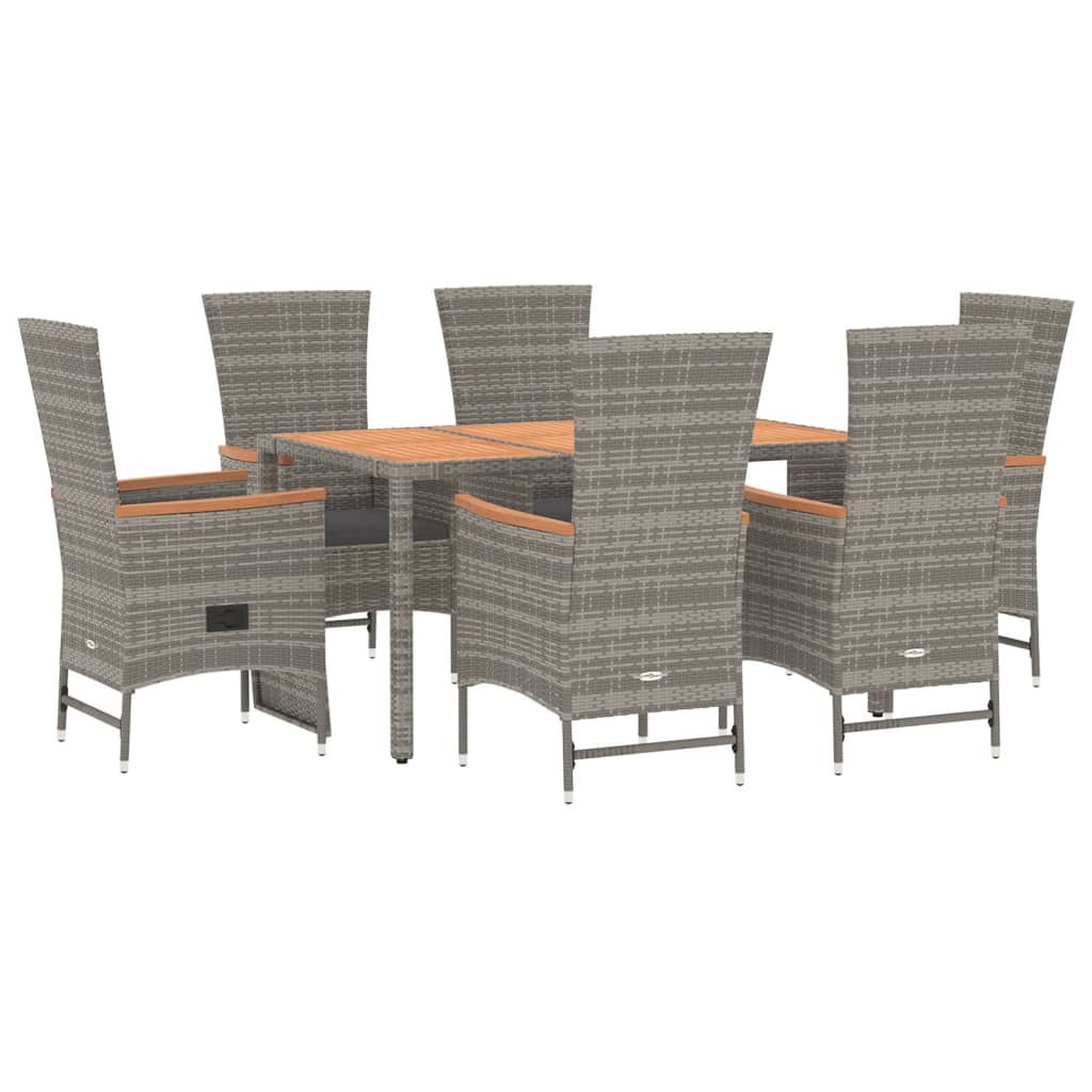 7-delige Tuinset met kussens poly rattan grijs is nu te koop bij PeponiXL, paradijselijk wonen!
