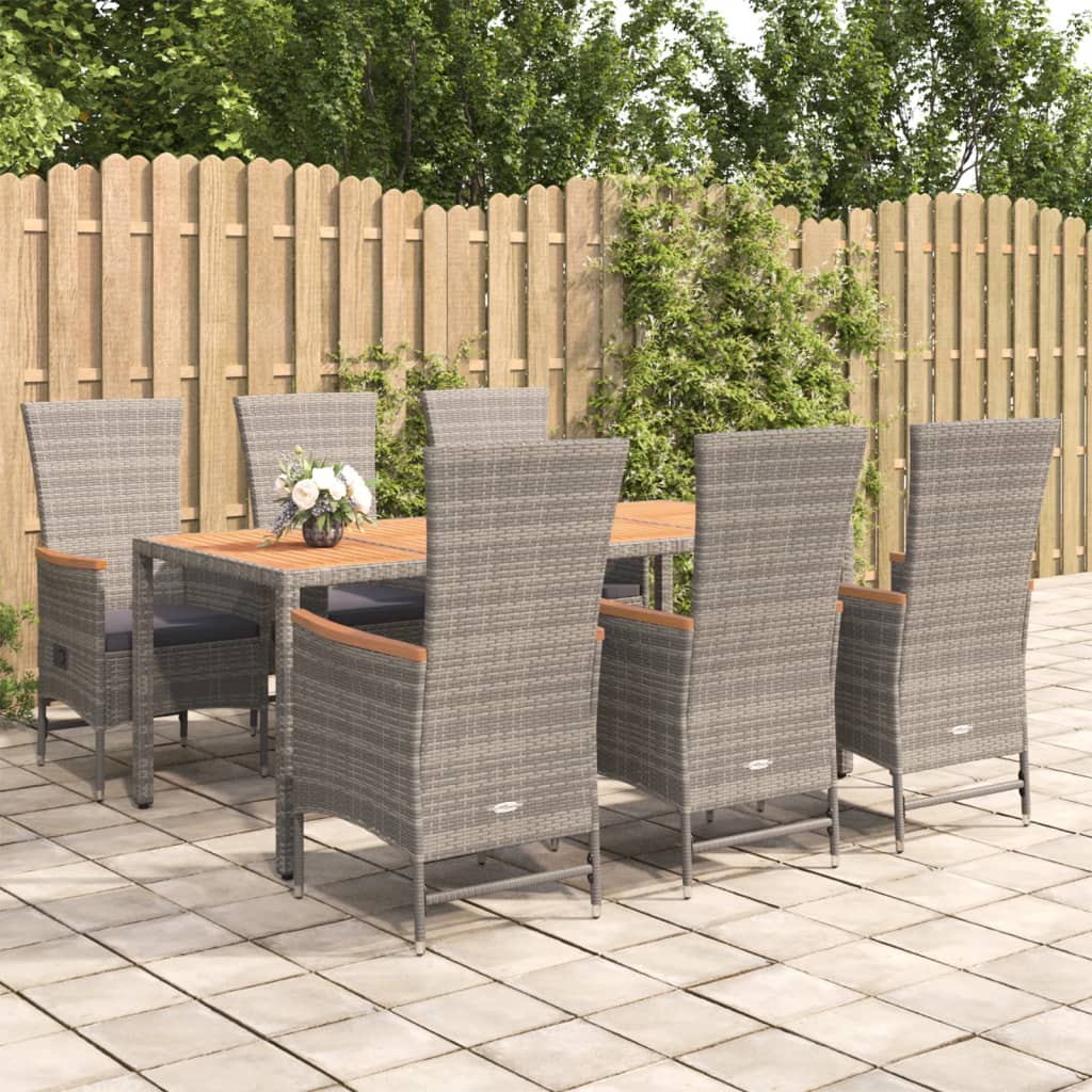 7-delige Tuinset met kussens poly rattan grijs is nu te koop bij PeponiXL, paradijselijk wonen!
