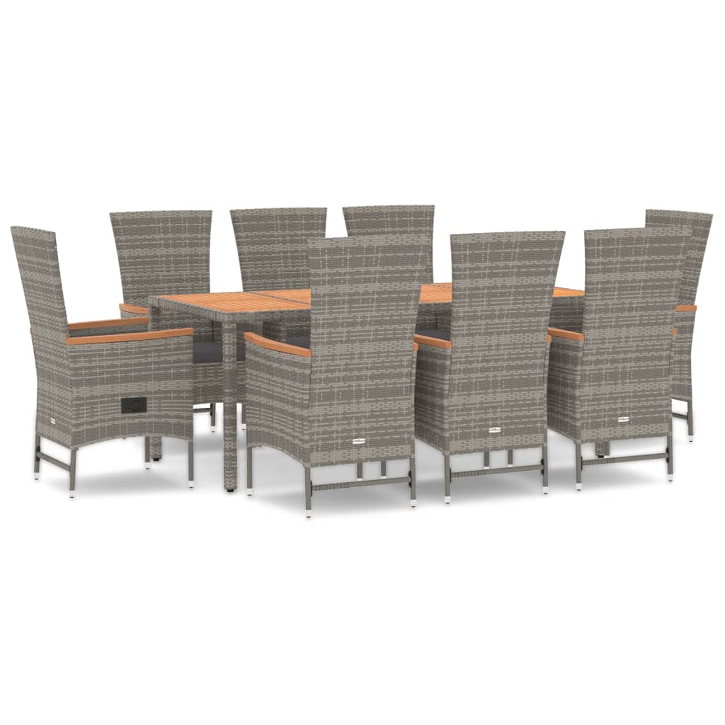 9-delige Tuinset met kussens poly rattan grijs is nu te koop bij PeponiXL, paradijselijk wonen!
