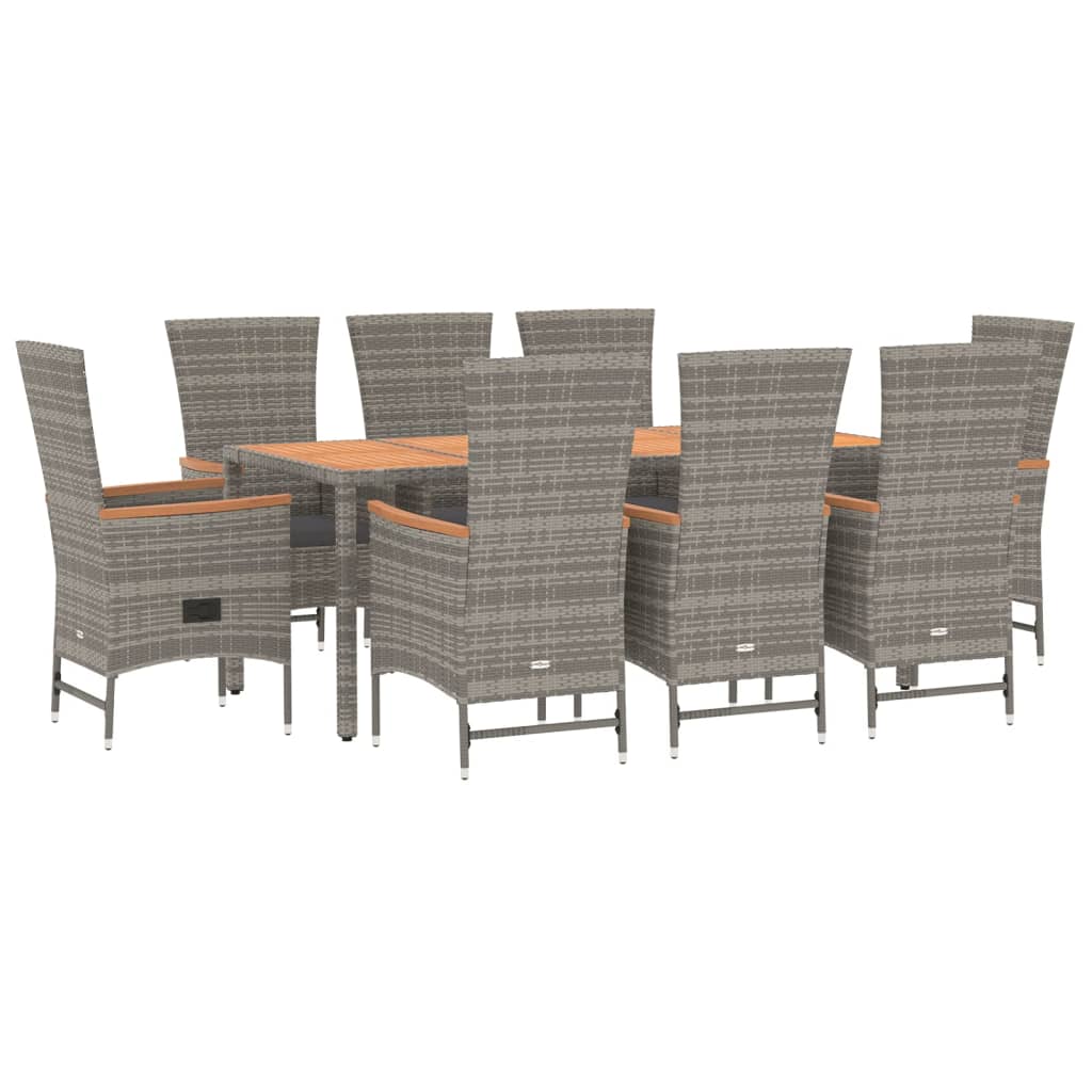 9-delige Tuinset met kussens poly rattan grijs is nu te koop bij PeponiXL, paradijselijk wonen!