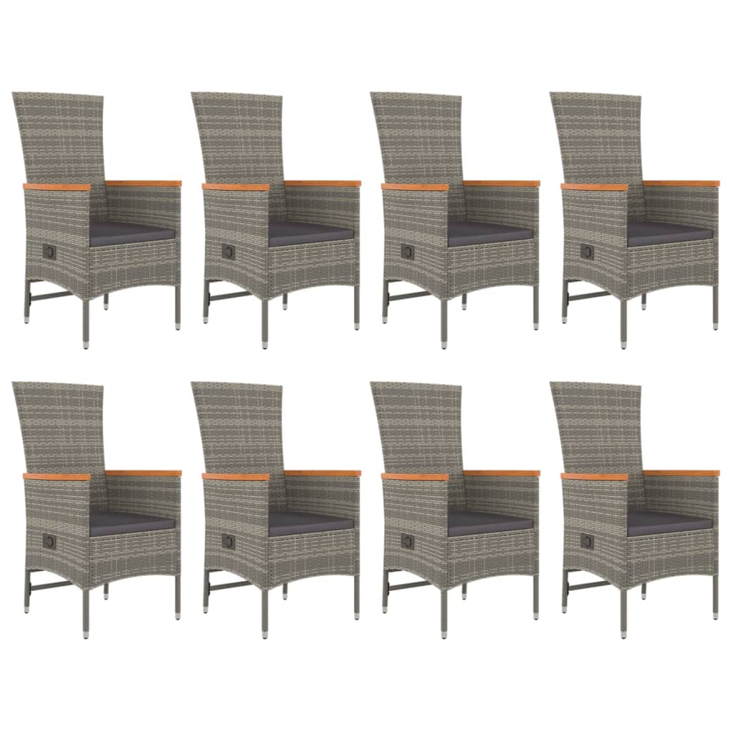9-delige Tuinset met kussens poly rattan grijs is nu te koop bij PeponiXL, paradijselijk wonen!