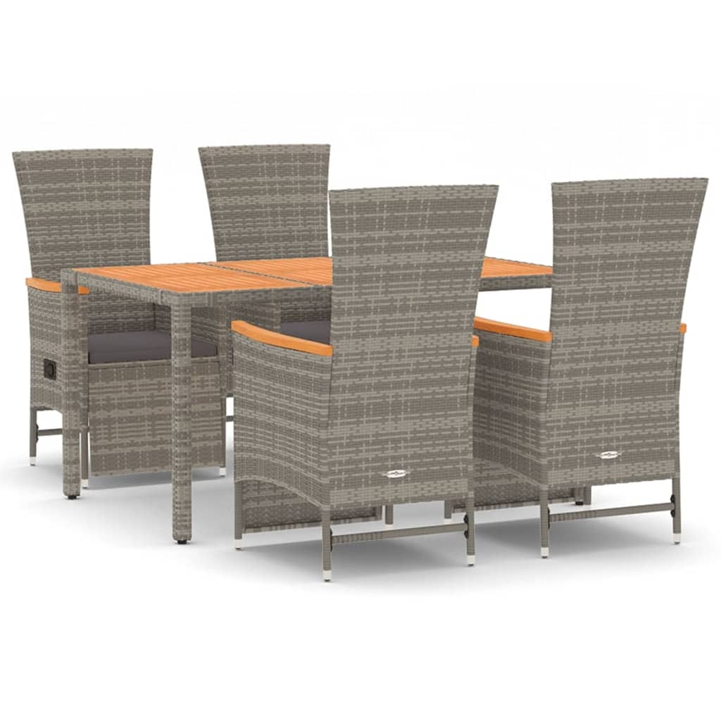 5-delige Tuinset met kussens poly rattan grijs is nu te koop bij PeponiXL, paradijselijk wonen!
