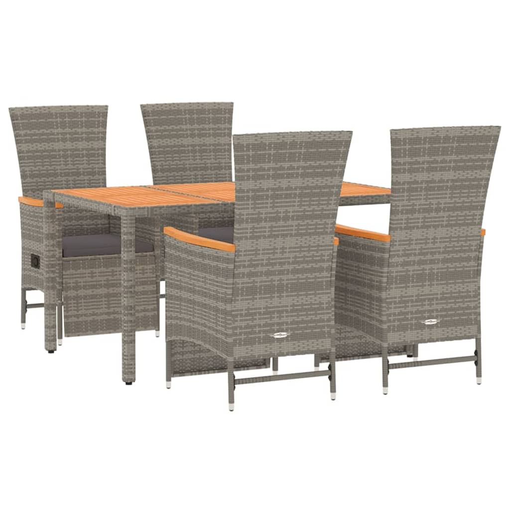 5-delige Tuinset met kussens poly rattan grijs is nu te koop bij PeponiXL, paradijselijk wonen!