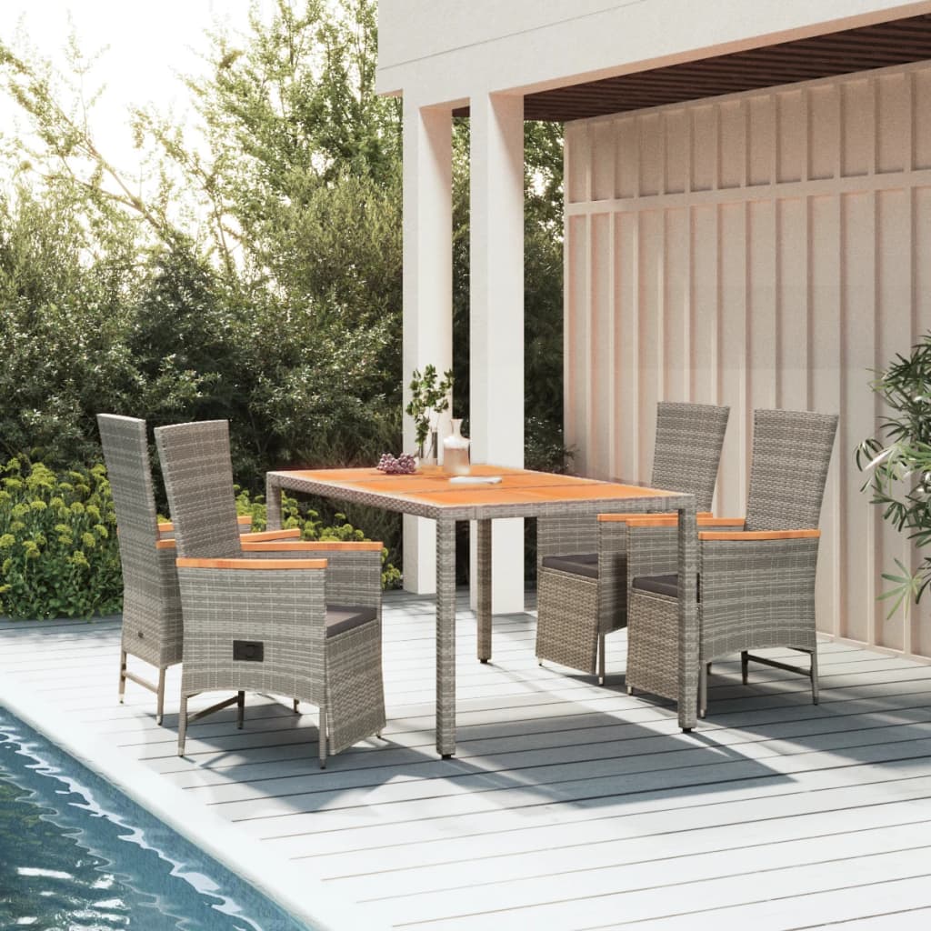 5-delige Tuinset met kussens poly rattan grijs is nu te koop bij PeponiXL, paradijselijk wonen!