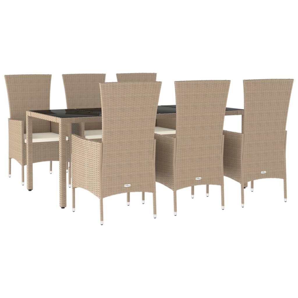 7-delige Tuinset met kussens poly rattan beige is nu te koop bij PeponiXL, paradijselijk wonen!