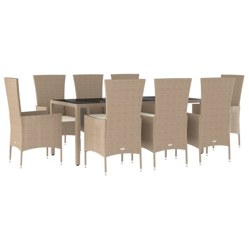 9-delige Tuinset met kussens poly rattan beige is nu te koop bij PeponiXL, paradijselijk wonen!