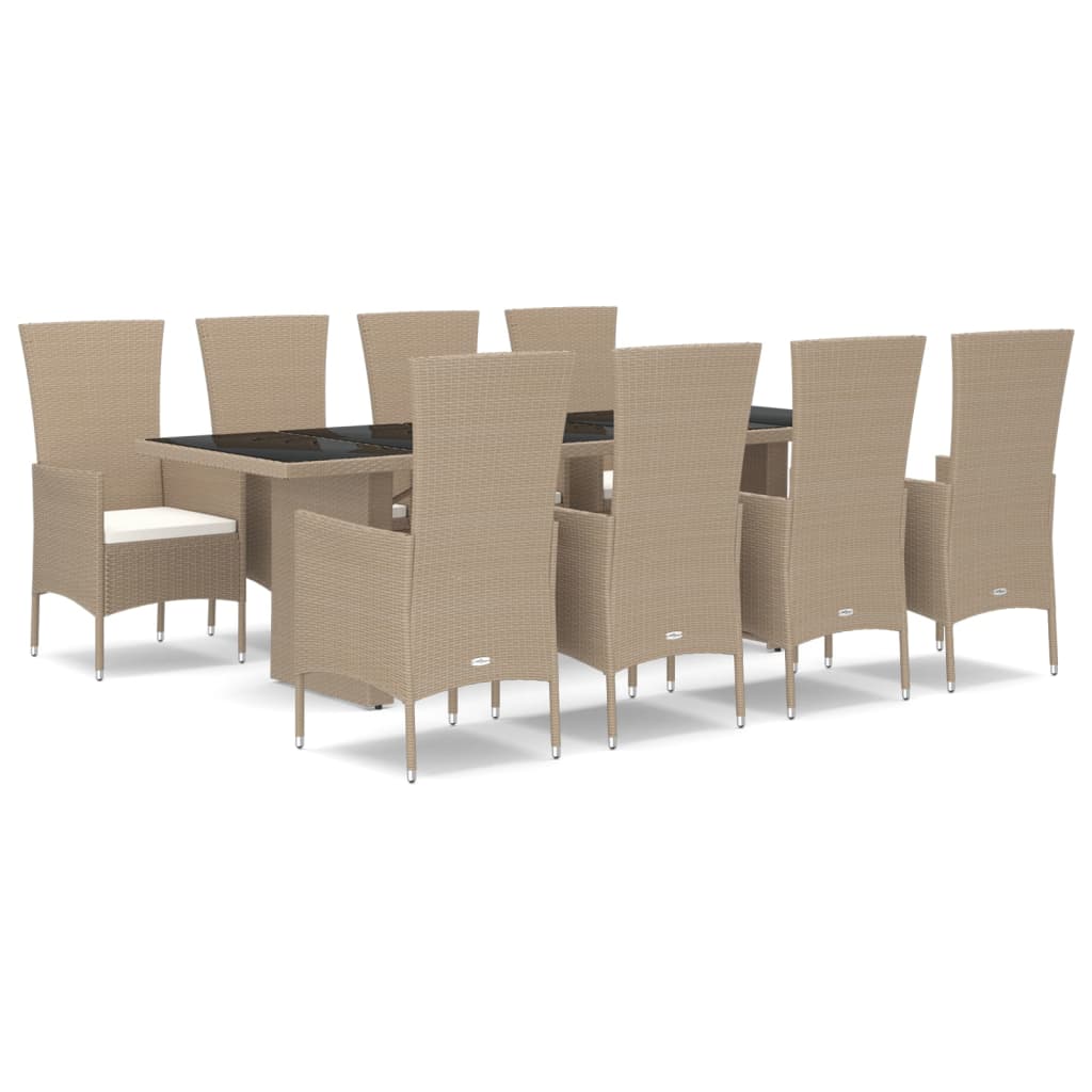 9-delige Tuinset met kussens poly rattan beige is nu te koop bij PeponiXL, paradijselijk wonen!