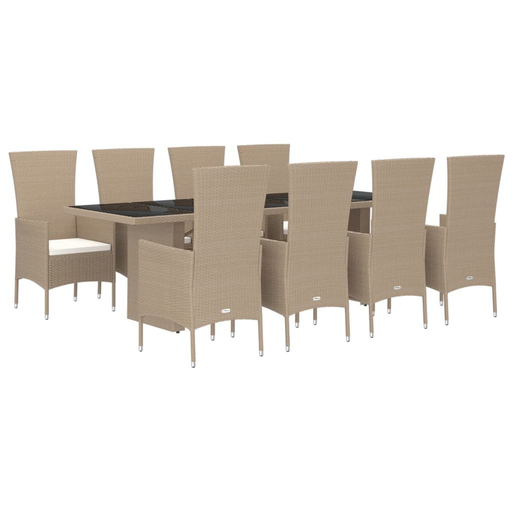 9-delige Tuinset met kussens poly rattan beige is nu te koop bij PeponiXL, paradijselijk wonen!
