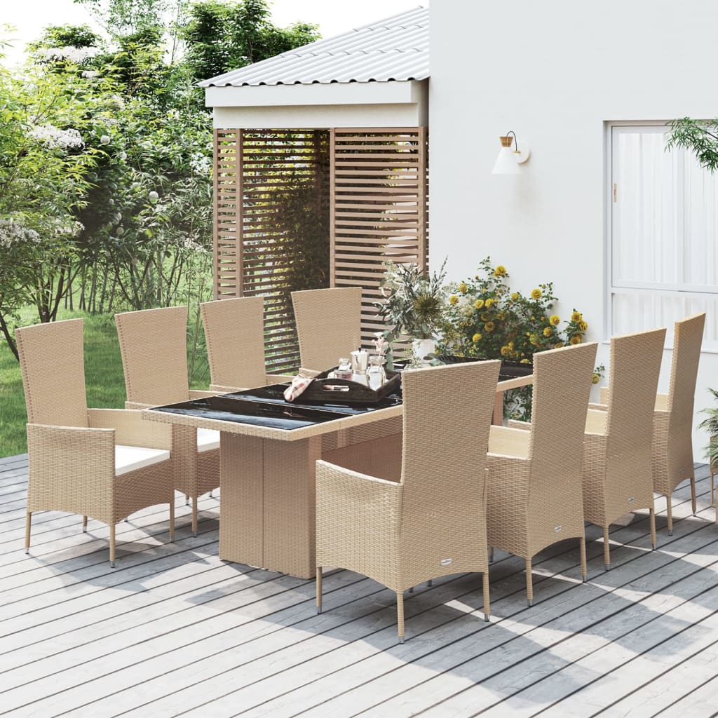 9-delige Tuinset met kussens poly rattan beige is nu te koop bij PeponiXL, paradijselijk wonen!
